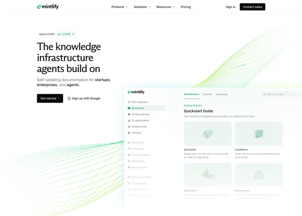 Mintlify - The Knowledge Platform Built for Agents - Landing design inspiration