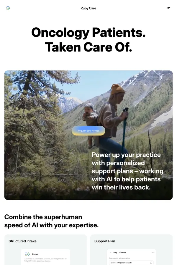 Ruby – Structured Cancer Survivorship Care - Landing design inspiration