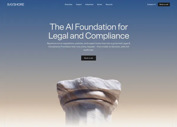 AI Front Door for Legal & Compliance | Bayshore - Landing design inspiration