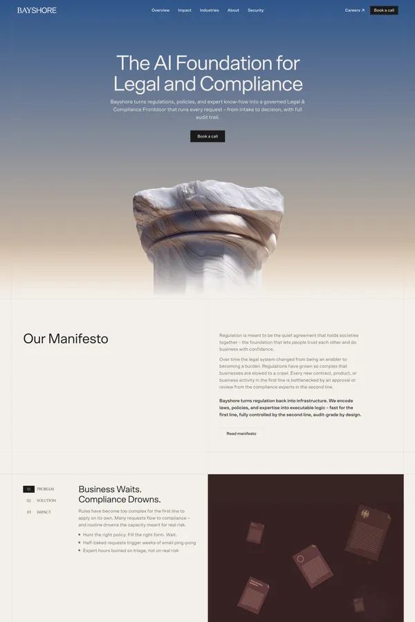 AI Front Door for Legal & Compliance | Bayshore - Landing design inspiration