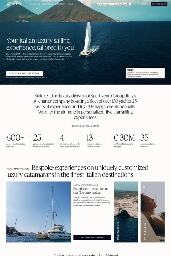 Sailuxe | Luxury Catamaran Charters Tailored to Your Dreams - Landing design inspiration