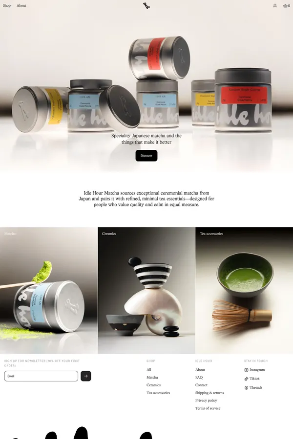 Idle Hour Matcha - Ecommerce design inspiration