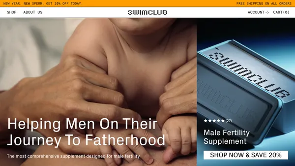 Swim Club - Sperm Supplement - Landing design inspiration