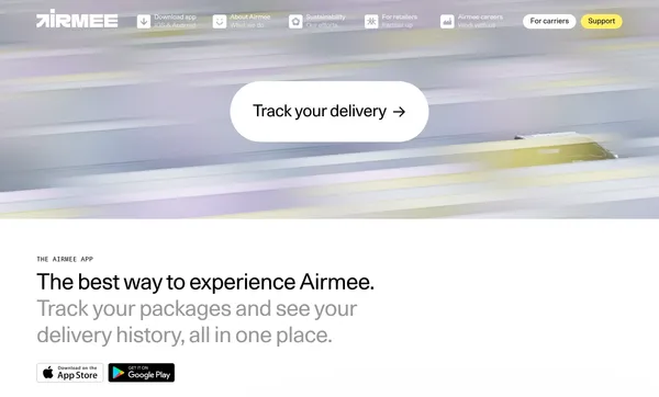 Airmee | Fossil free, fast delivery - Landing design inspiration