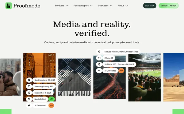 Proofmode - Landing design inspiration