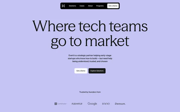 Everit – Strategic Partner for Startups Going to Market - Landing design inspiration