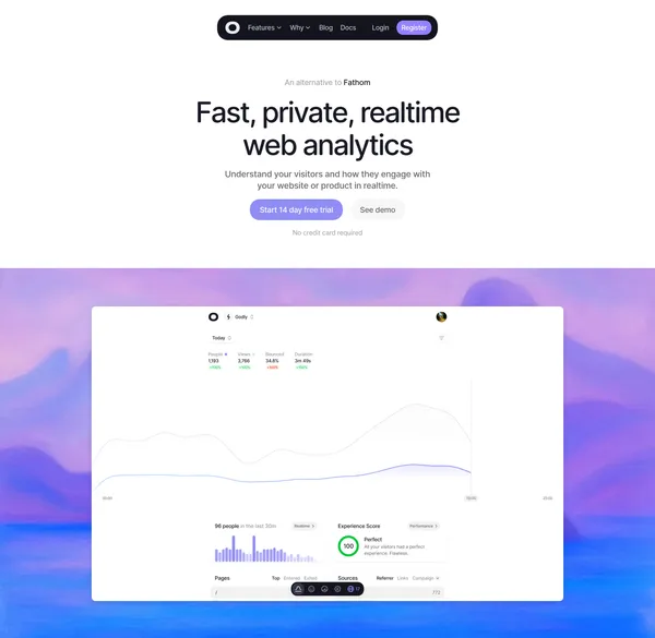 Visitors - Privacy-friendly Google Analytics alternative - Landing design inspiration