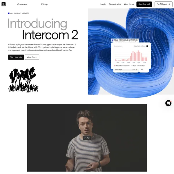 Introducing Intercom 2 — The Helpdesk built for AI and human support - Landing design inspiration
