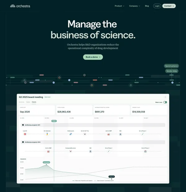 Intelligent management platform for R&D - Orchestra - Landing design inspiration