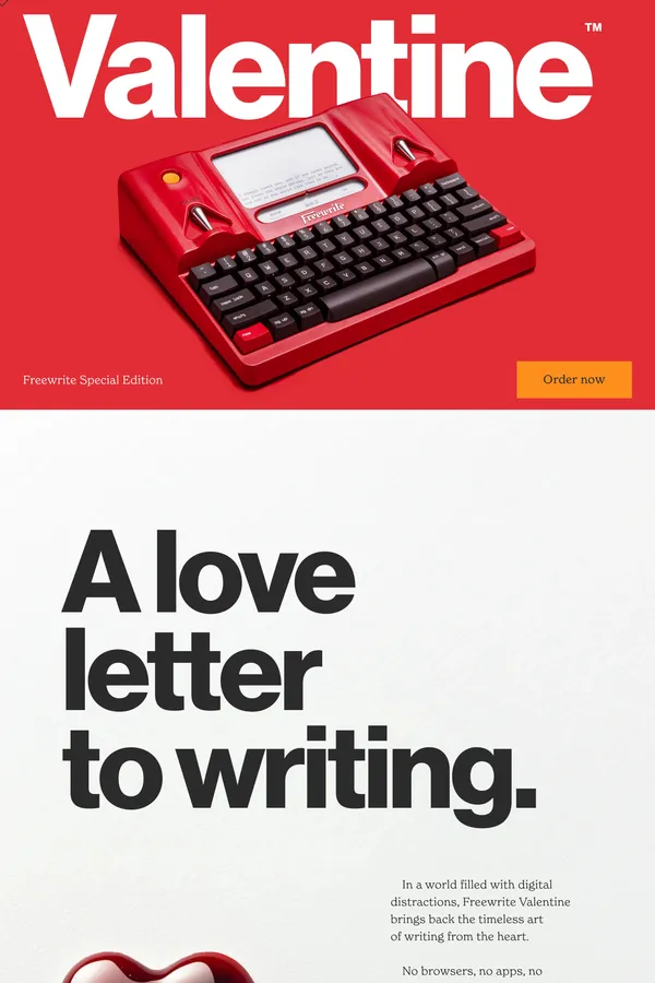 Freewrite Valentine - Ecommerce design inspiration