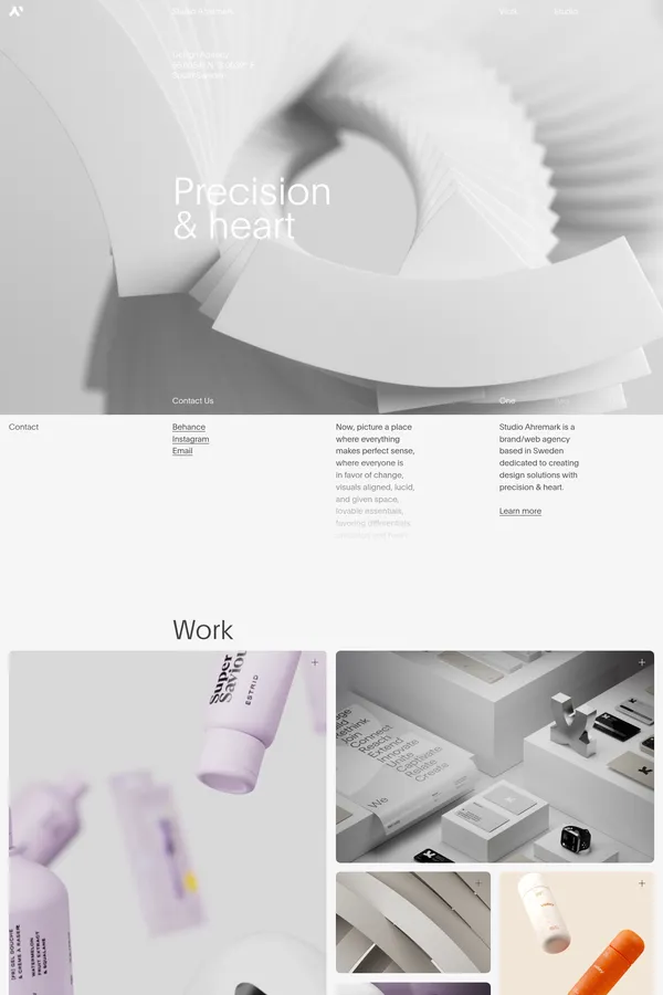 Studio Ahremark – Scandinavian Design Agency - Portfolio design inspiration