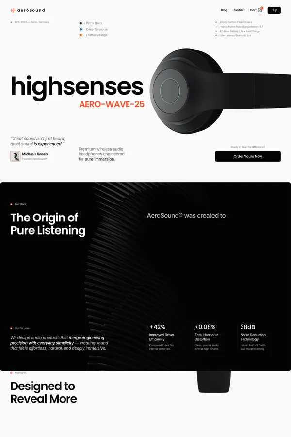 Aerosound - Single Product E-Commerce Shop - website design inspiration