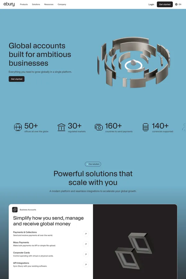Ebury | Global Growth, Unlocked - Landing design inspiration