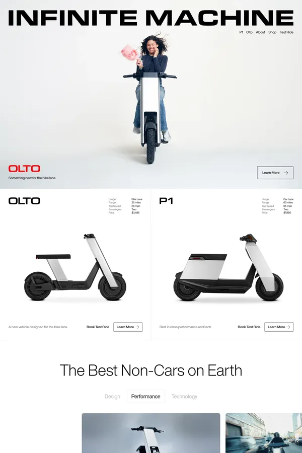 Infinite Machine — Olto & P1 - Landing design inspiration