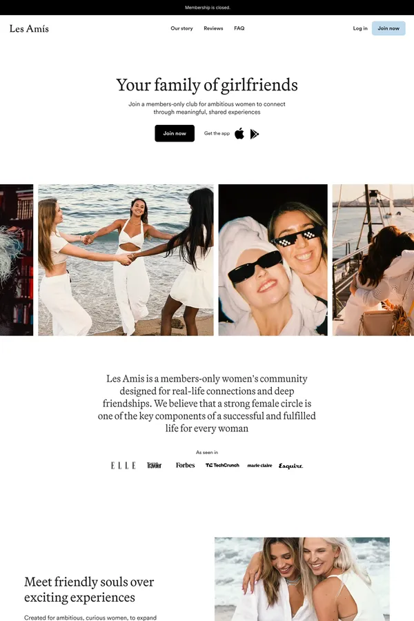 Les Amis | Your Family of Girlfriends - Landing design inspiration