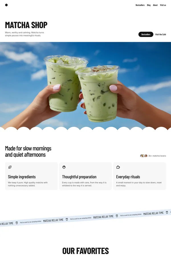 Matcha Shop - Premium Framer Template for CafÃ©s & Small Businesses - Template design inspiration