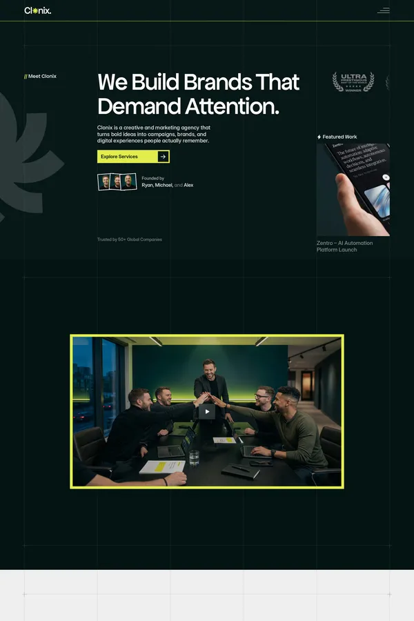 Clonix - Multipurpose Online Agency for Creative Brands - website design inspiration