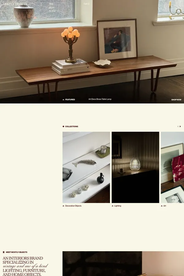 Vintage Furniture & Home Goods – Mostly Objects - Ecommerce design inspiration