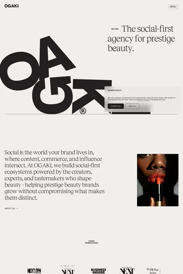 OGAKI | The Social-First Beauty Agency - Portfolio design inspiration