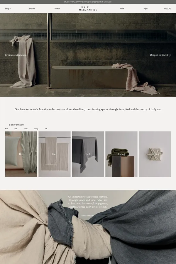 Luxury Linen Bedding, Bath & Table Linen – Hale Mercantile - Ecommerce design inspiration