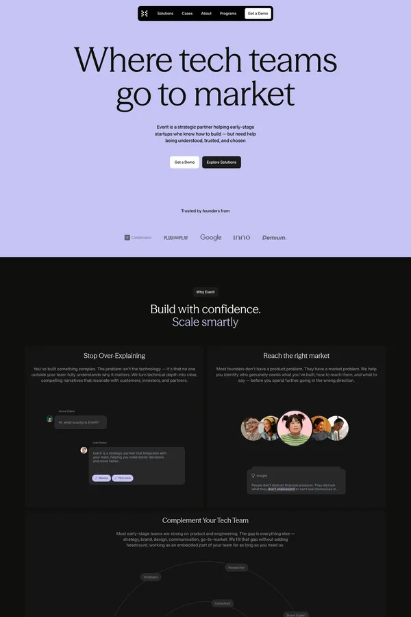Everit – Strategic Partner for Startups Going to Market - Landing design inspiration
