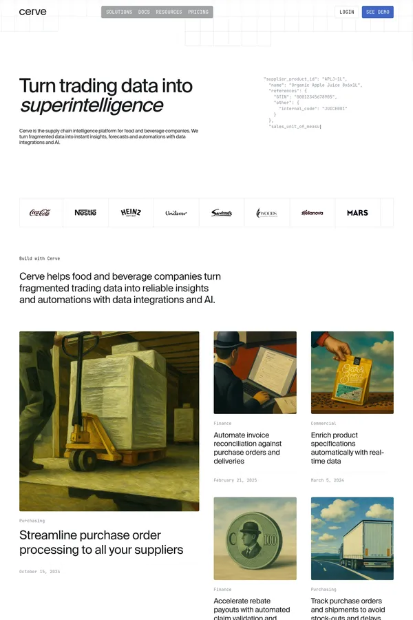 Cerve | Digitally-enabled supply chain - Landing design inspiration