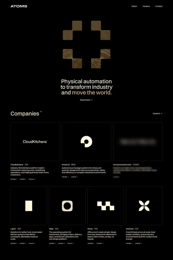 Atoms - Landing design inspiration