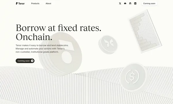 Tenor | Borrow and lend at fixed rates. Onchain. - Landing design inspiration