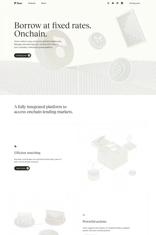Tenor | Borrow and lend at fixed rates. Onchain. - Landing design inspiration