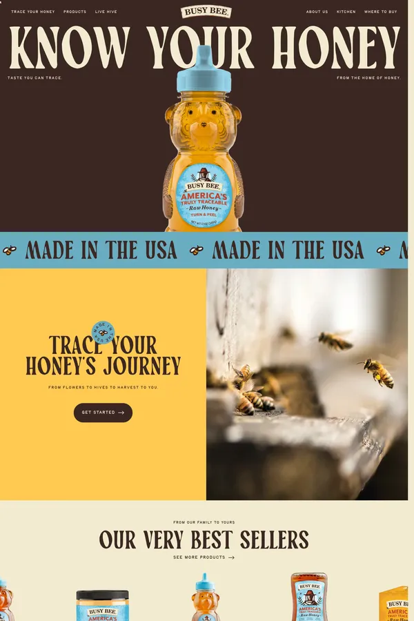Busy Bee Honey | America's Truly Traceable Raw Honey - Landing design inspiration