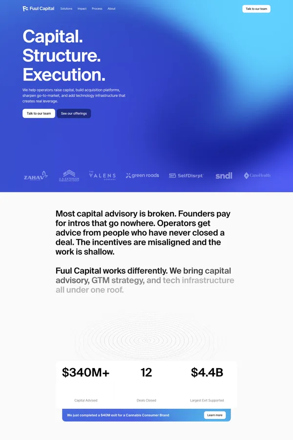 Fuul Capital | Capital, Structure & Execution for Companies - website design inspiration