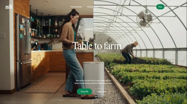 Mill: The odorless, effortless food recycler - Landing design inspiration
