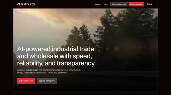Andercore – AI-Powered Industrial Trade Platform - Landing design inspiration