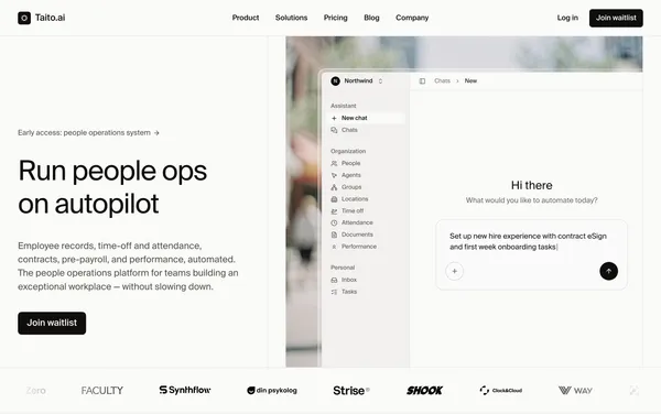 Taito.ai — Run people ops on autopilot - Landing design inspiration