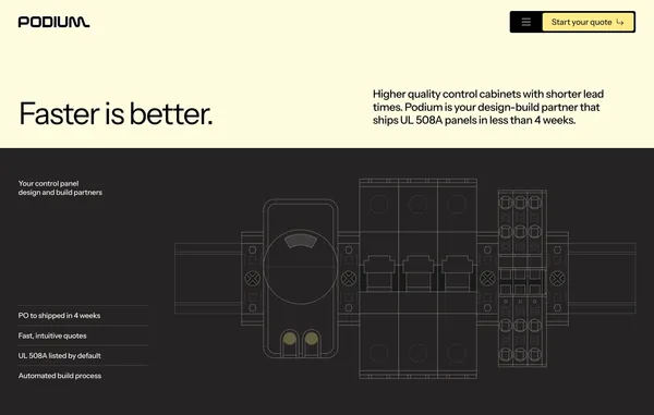 Podium Automation | UL 508A Control Panels Built in 4 Weeks - Landing design inspiration