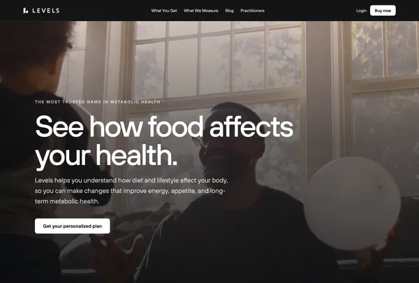 Levels - Live healthier, longer | Levels - Landing design inspiration