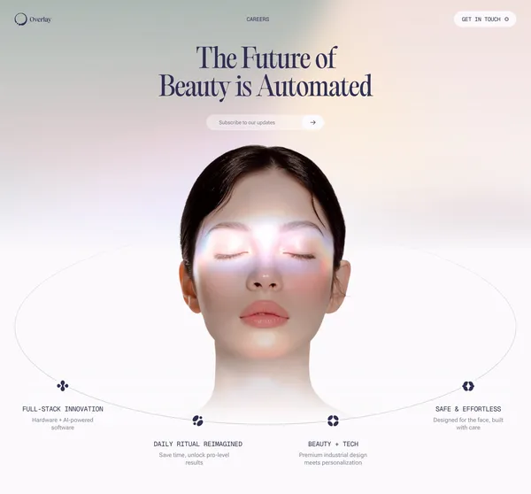 Overlay | The Future of Beauty is Automated - Landing design inspiration
