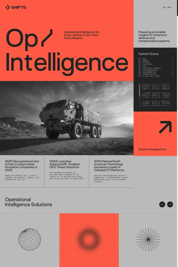 Op / Intelligence - Shift5 - Landing design inspiration