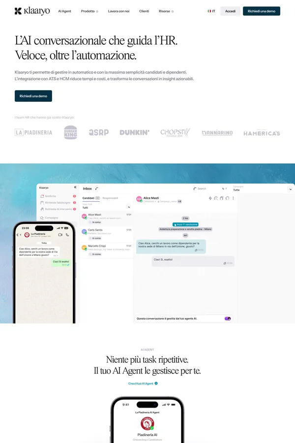 Klaaryo | Software di Recruiting AI su WhatsApp per HR
