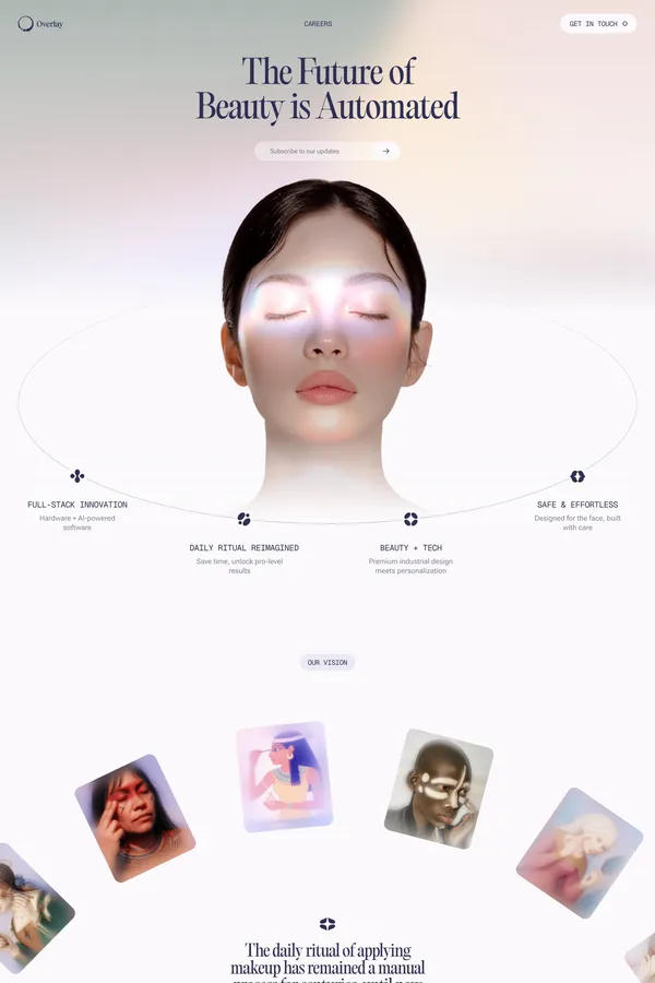 Overlay | The Future of Beauty is Automated - Landing design inspiration