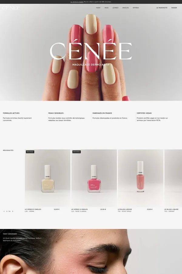 CÉNÉE - Le maquillage dermo-actif - Ecommerce design inspiration