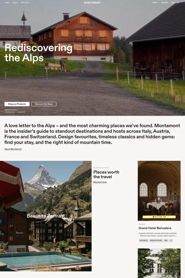 Montamont: Rediscover the Alps - Landing design inspiration
