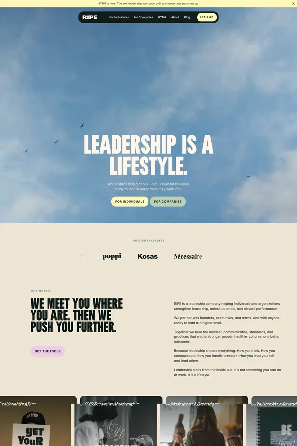 RIPE - Leadership Is a Lifestyle - Landing design inspiration