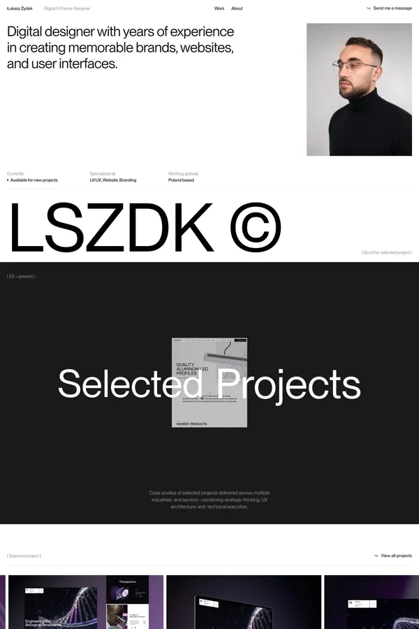 Łukasz Żydek | Digital Designer & Framer Developer - Portfolio design inspiration
