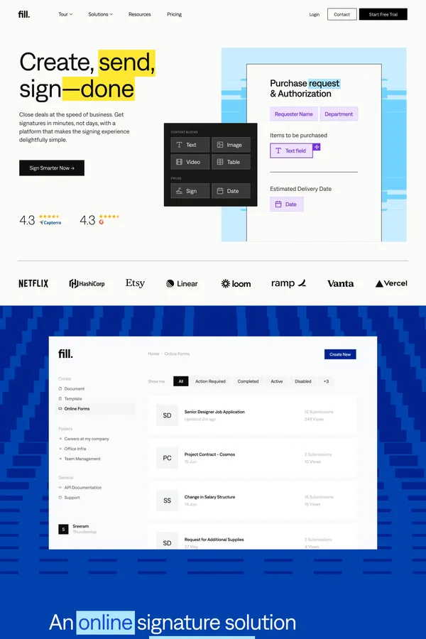 Electronic Signature Software | Fill eSignature - Landing design inspiration