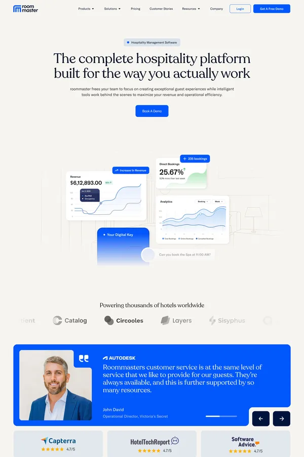 All-in-one Hotel Management Software | Hospitality Software - Landing design inspiration