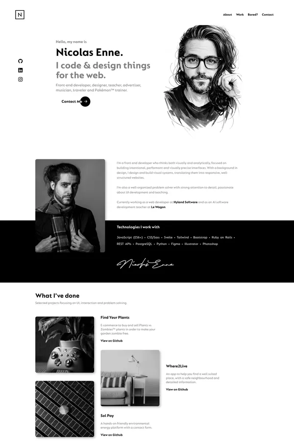 Nicolas Enne | Front-end Developer, Designer & Teacher - Portfolio design inspiration