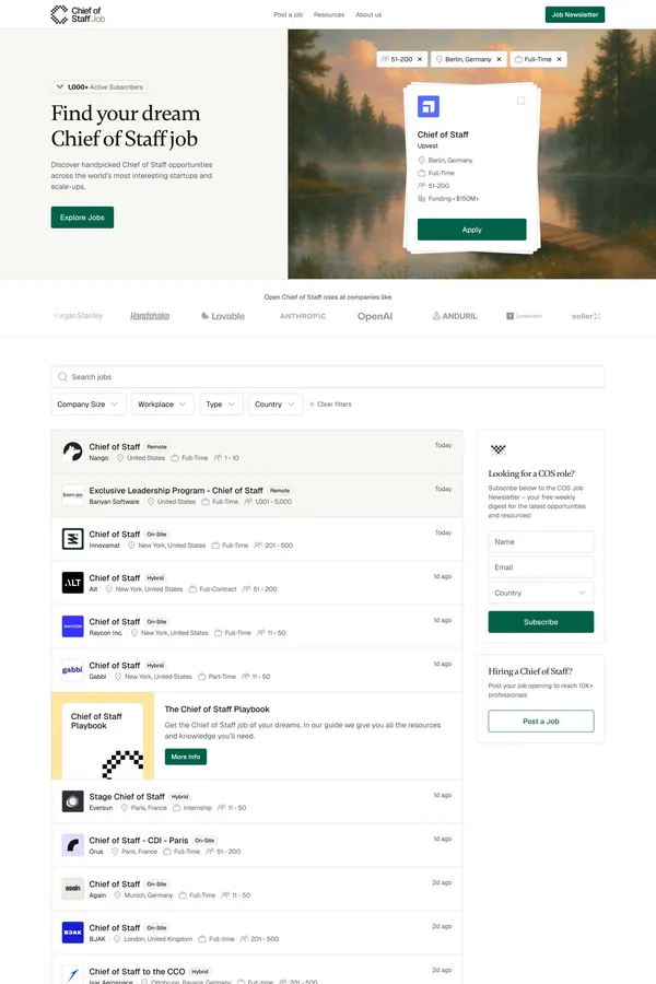 Chief of Staff Jobs | Find open roles in your city - Landing design inspiration