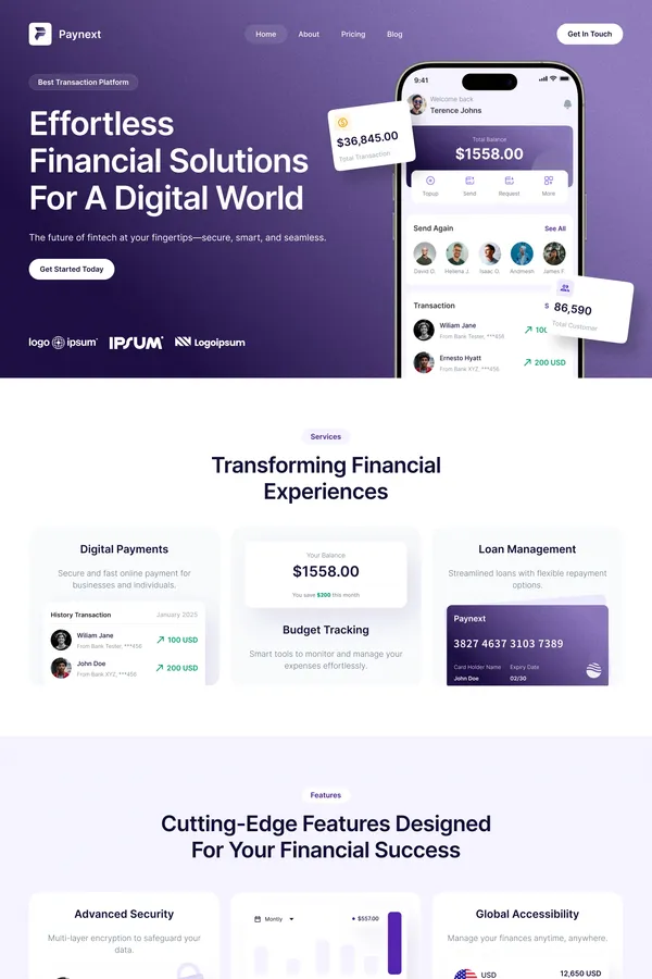 Paynext  - Webflow HTML website template