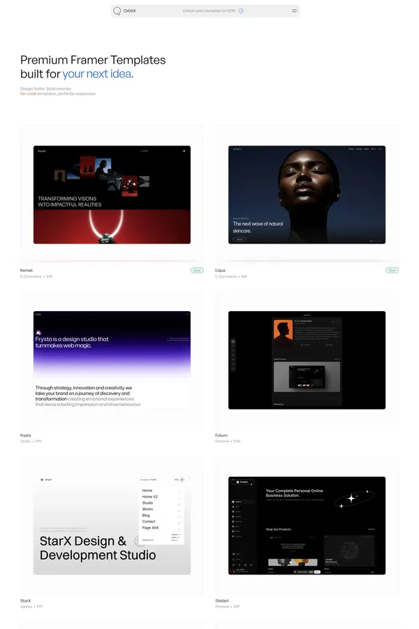 Orbitx.supply - framer template store - Template design inspiration